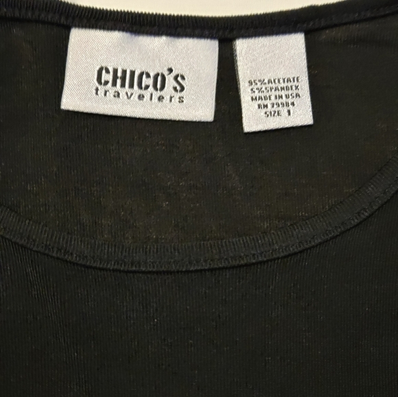 chicos travelers size 1 Sheer Longsleeve Black Shirt - Picture 3 of 3